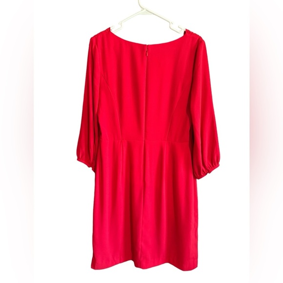 NWOT Talbots Woman's Bright Red Eyelet Neckline Bishop Sleeves Dress, Size 6 - Picture 3 of 9